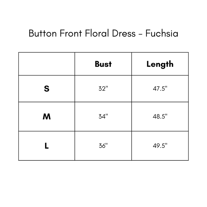 Button Front Floral Dress - Fuchsia