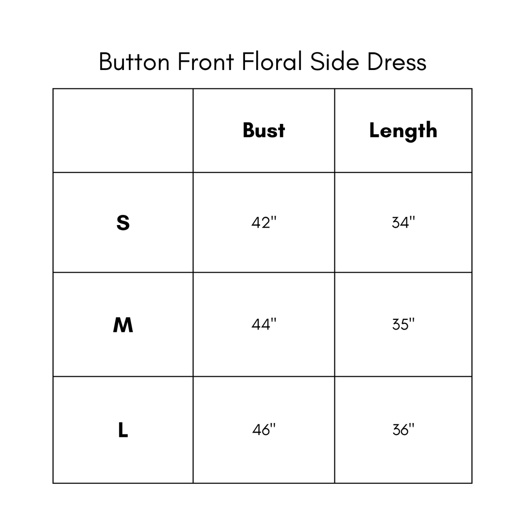 Button Front Floral Side Dress - Black