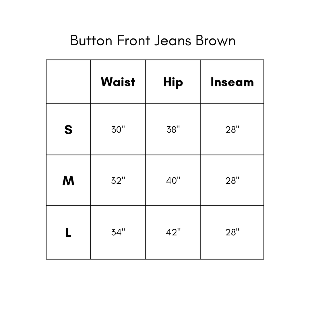Button Front Jeans - Brown