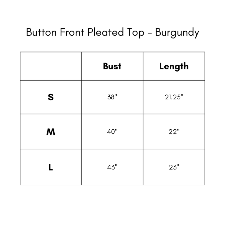 Button Front Pleated Top - Burgundy