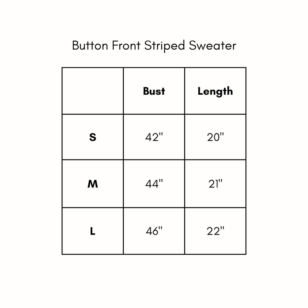 Button Front Striped Sweater - Green