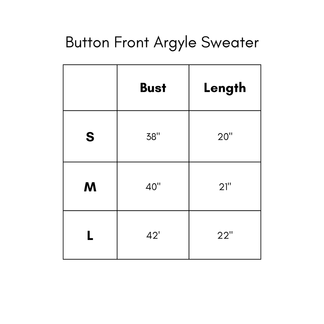 Button Front Argyle Sweater - Oatmeal