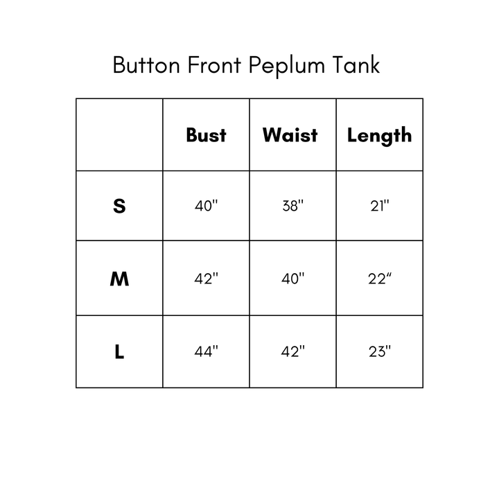 Button Front Peplum Tank - Light Blue