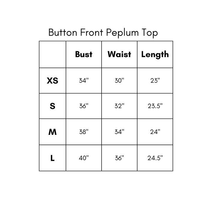 Button Front Peplum Top - Brown