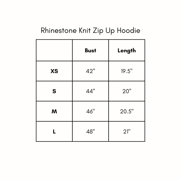 Rhinestone Knit Zip Up Hoodie - Chai