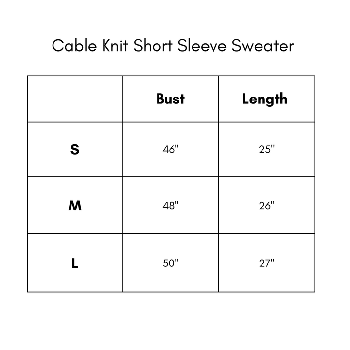 Cable Knit Short Sleeve Sweater - Camel