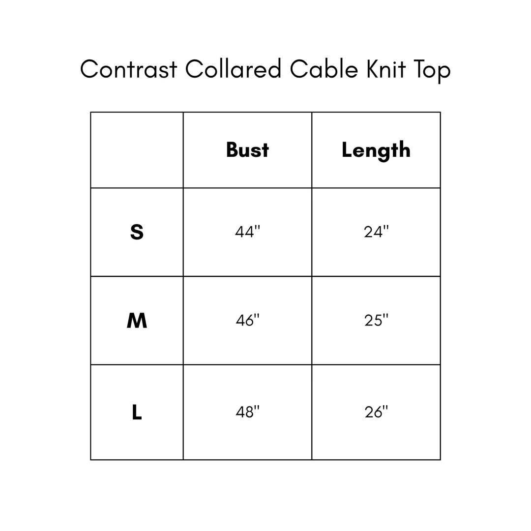 Contrast Collared Cable Knit Top