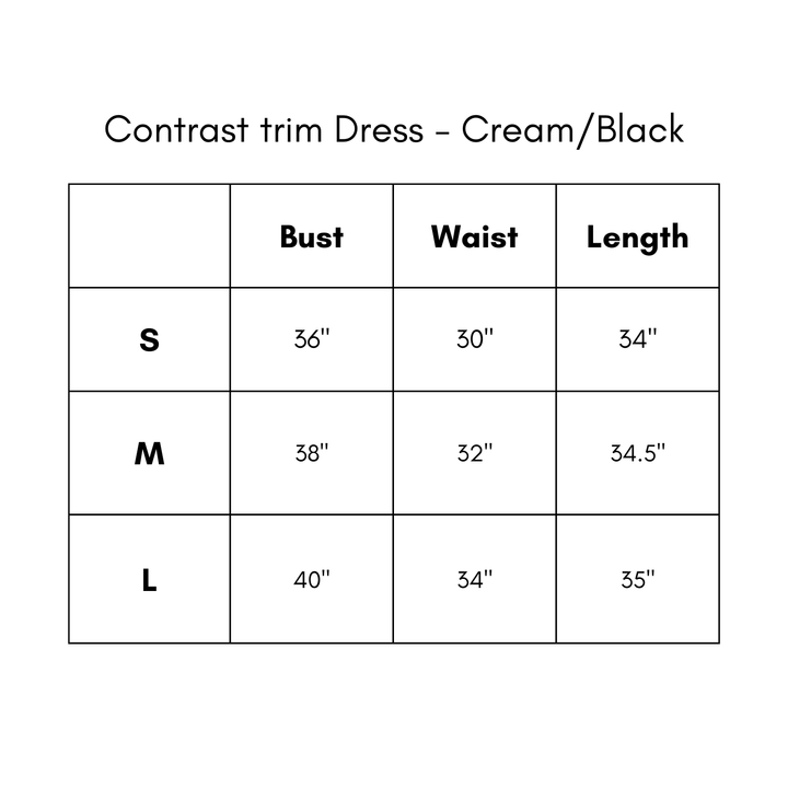 Contrast Trim Dress - Cream/Black