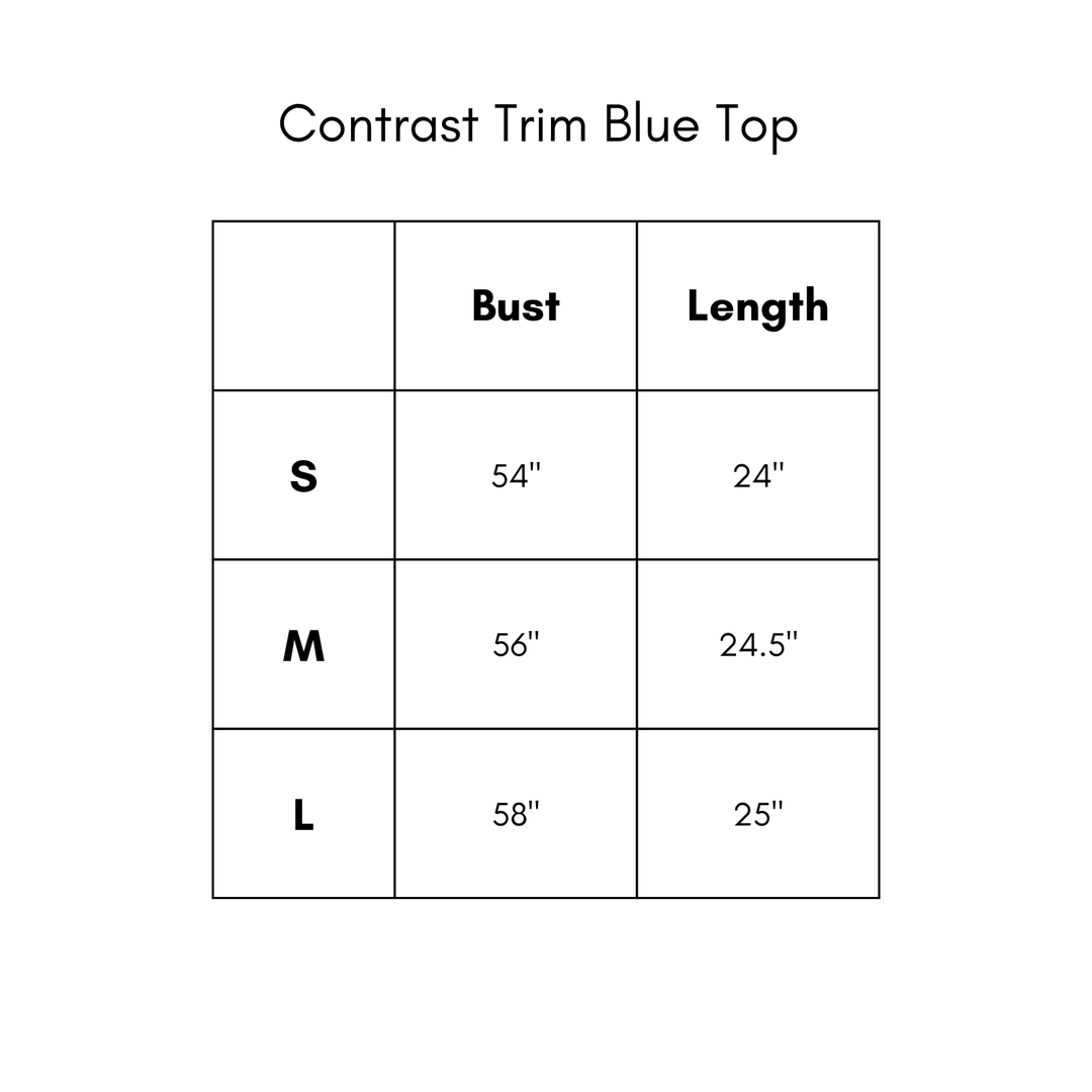 Contrast Trim Top - Blue