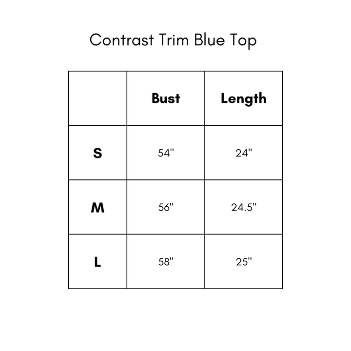 Contrast Trim Top - Blue