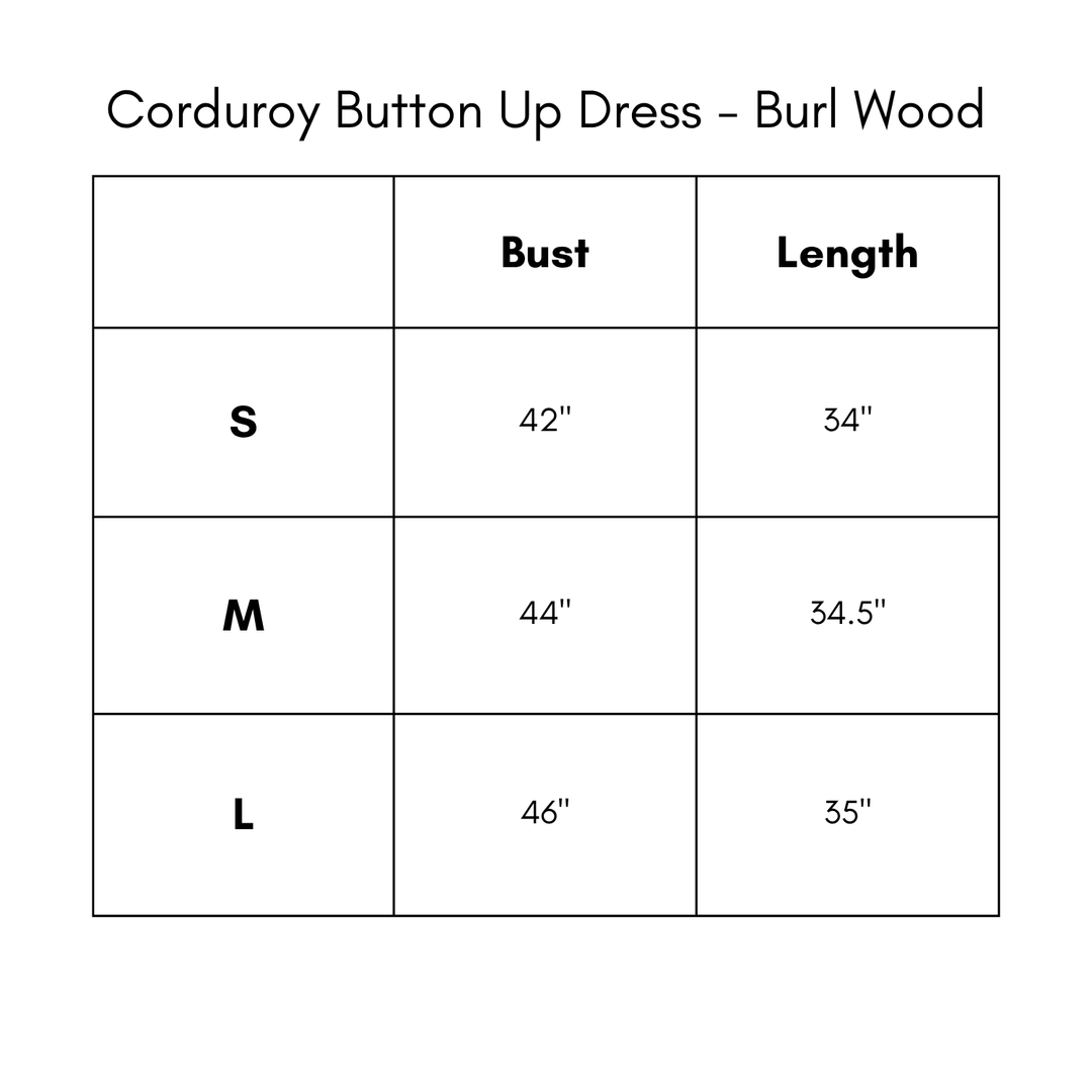 Corduroy Button Up Dress - Burl Wood