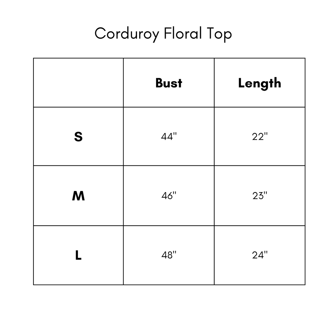 Corduroy Floral Top - Green