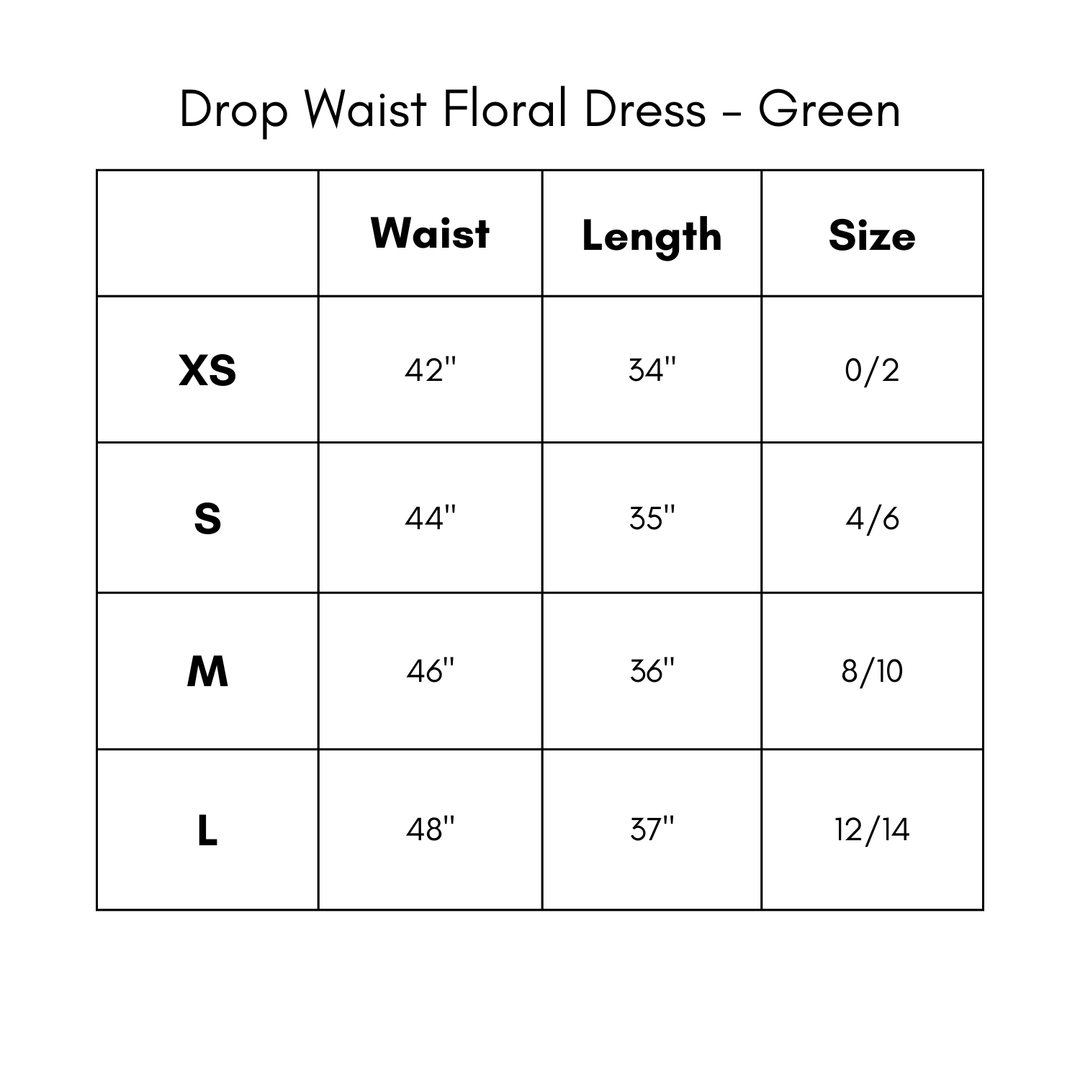Drop Waist Floral Dress - Green