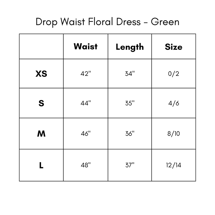 Drop Waist Floral Dress - Green
