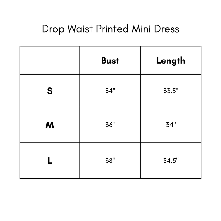 Drop Waist Printed Mini Dress - Blue