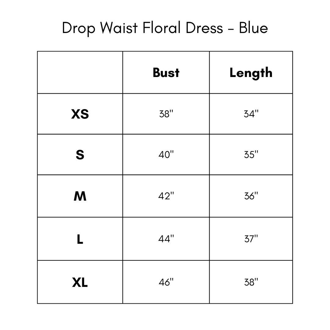 Drop Waist Floral Dress - Blue