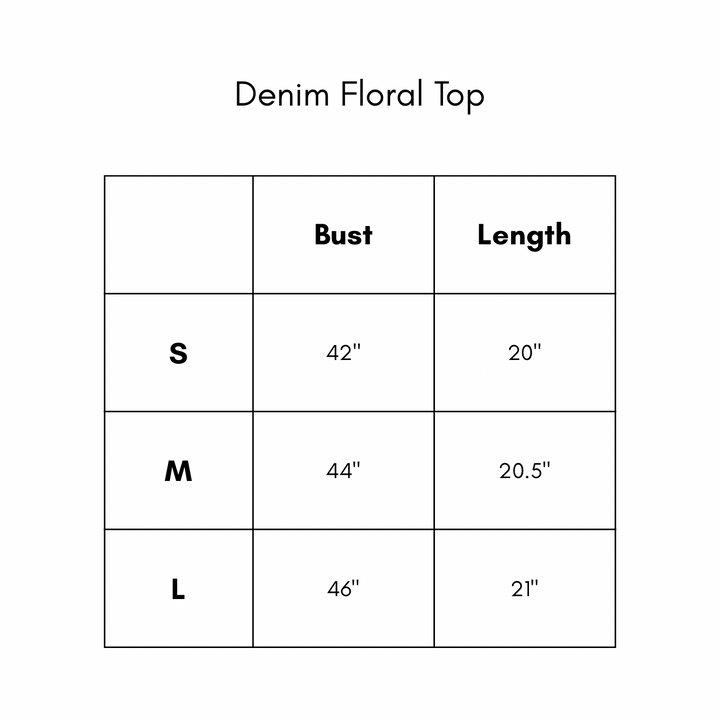 Denim Floral Top - Cream