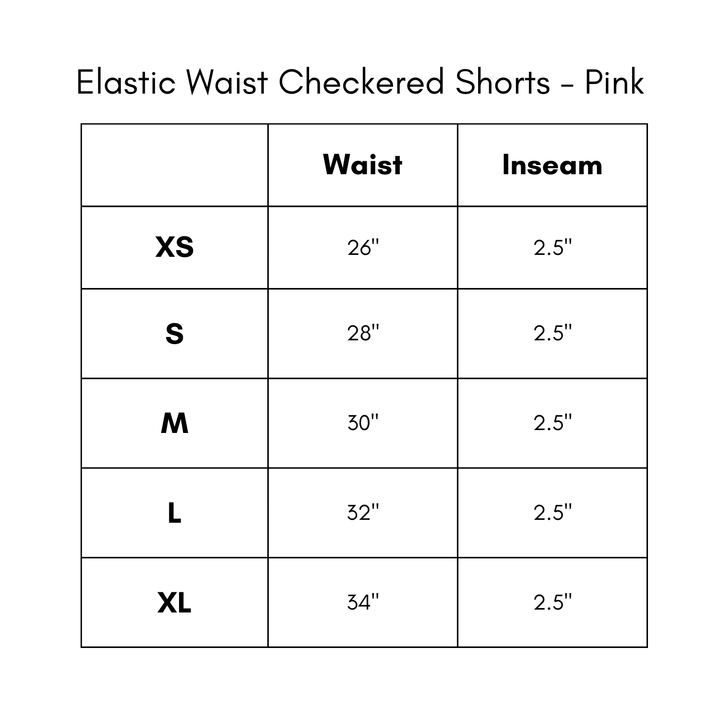 Elastic Waist Checkered Shorts - Pink