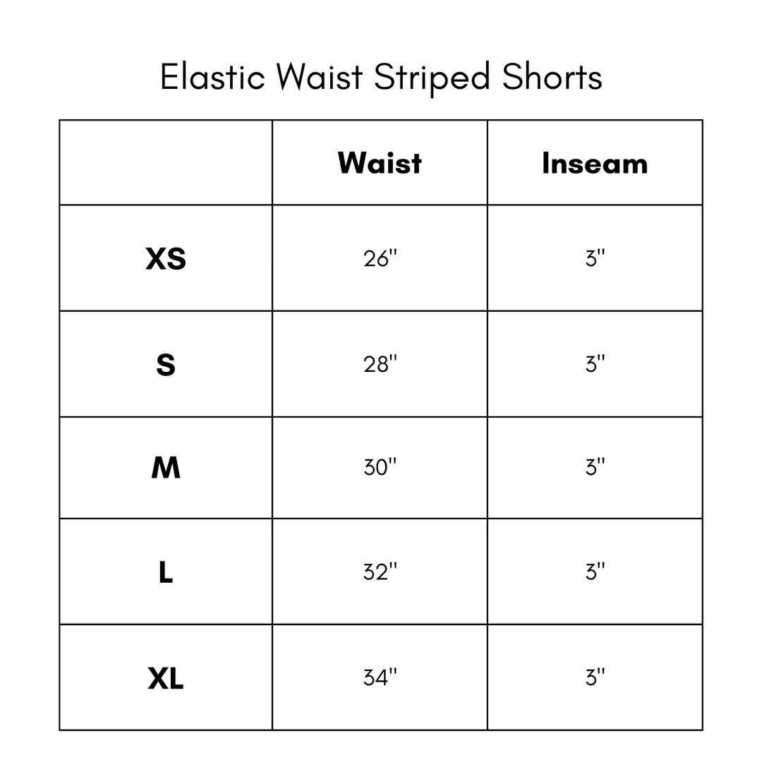Elastic Waist Striped Shorts - Blue