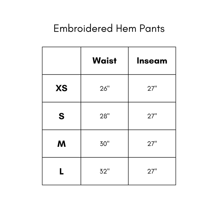 Embroidered Hem Pants - White