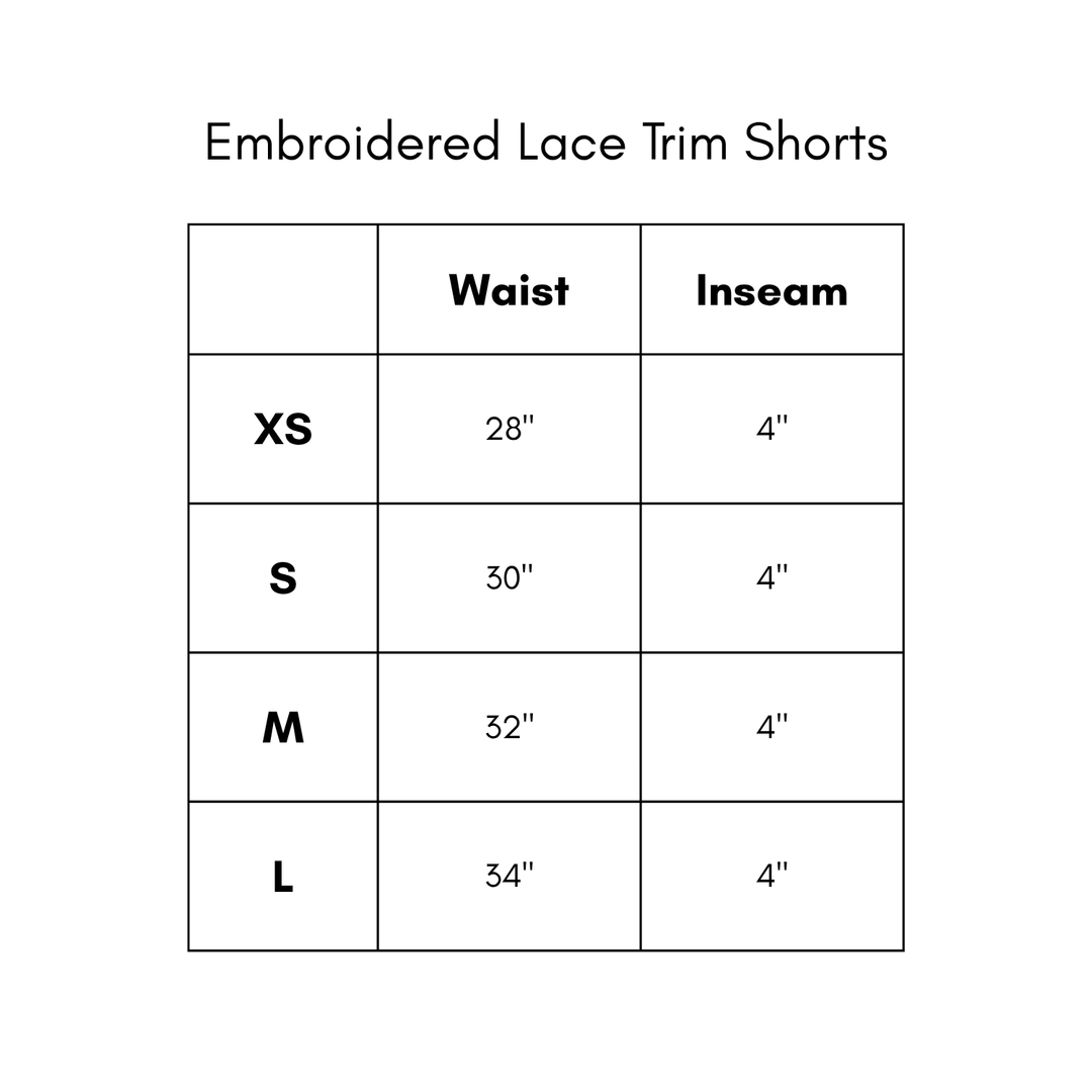 Embroidered Lace Trim Shorts - Yellow