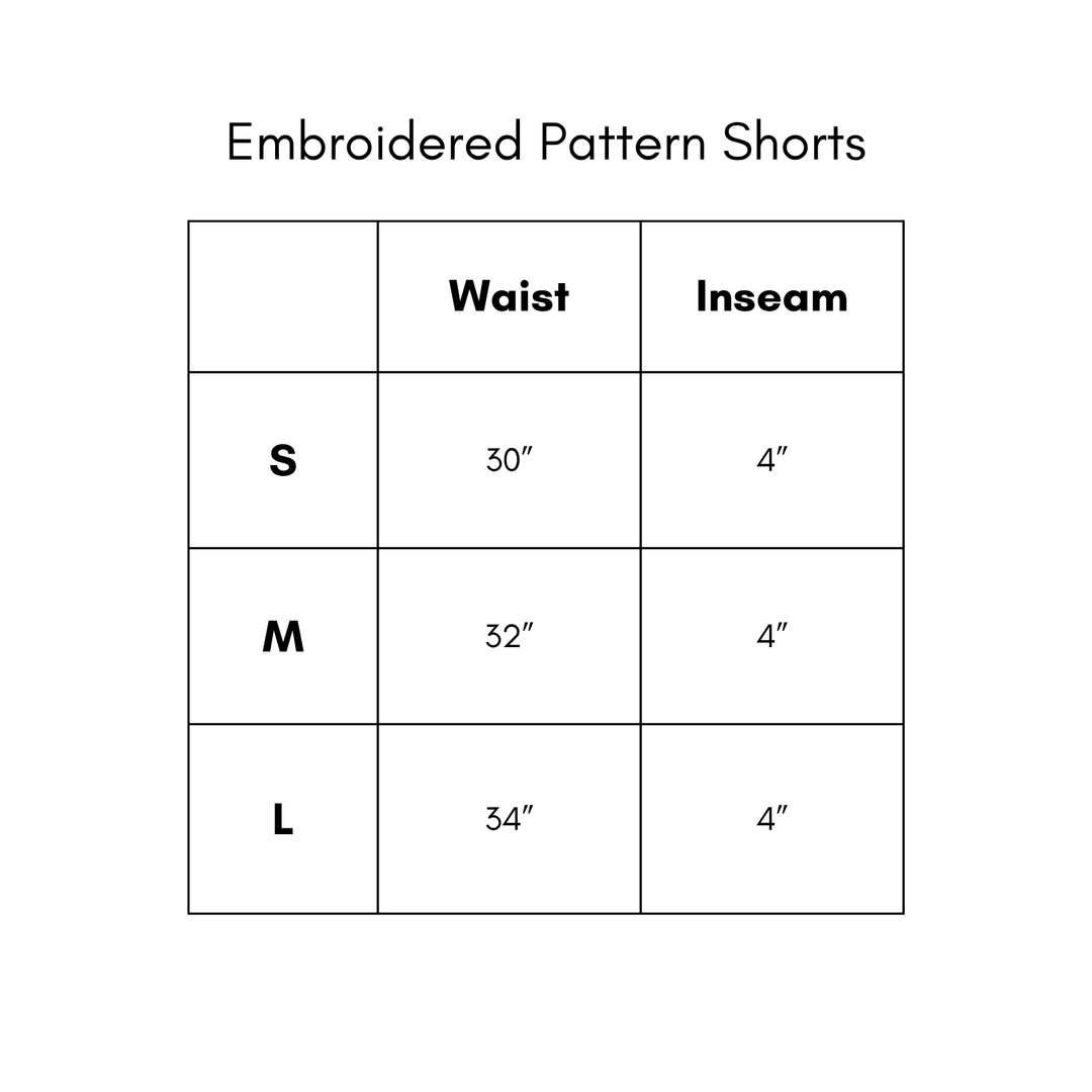 Embroidered Pattern Shorts - Navy