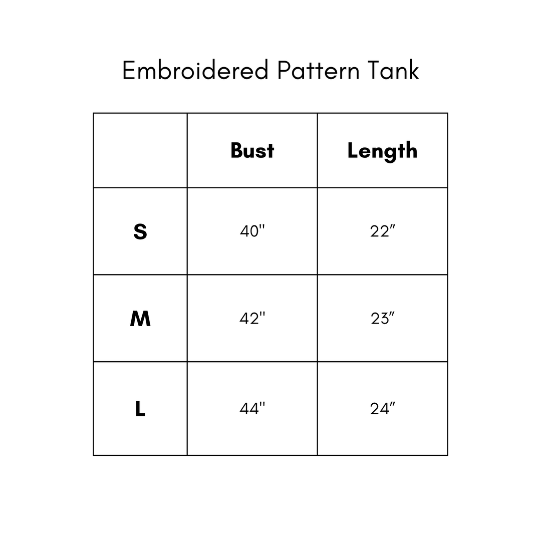 Embroidered Pattern Tank - Navy