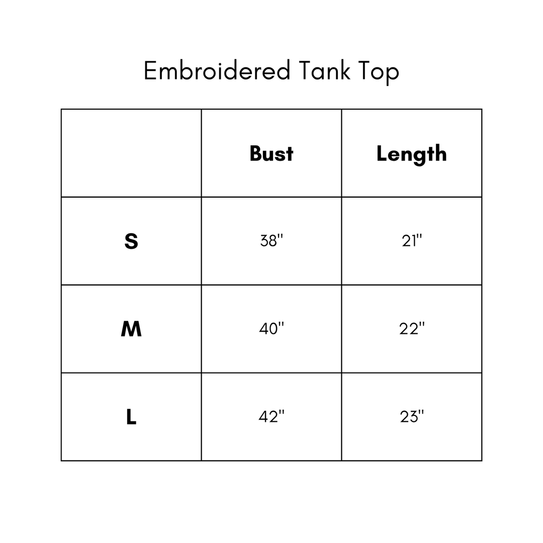 Embroidered Tank Top - Coral/Blue