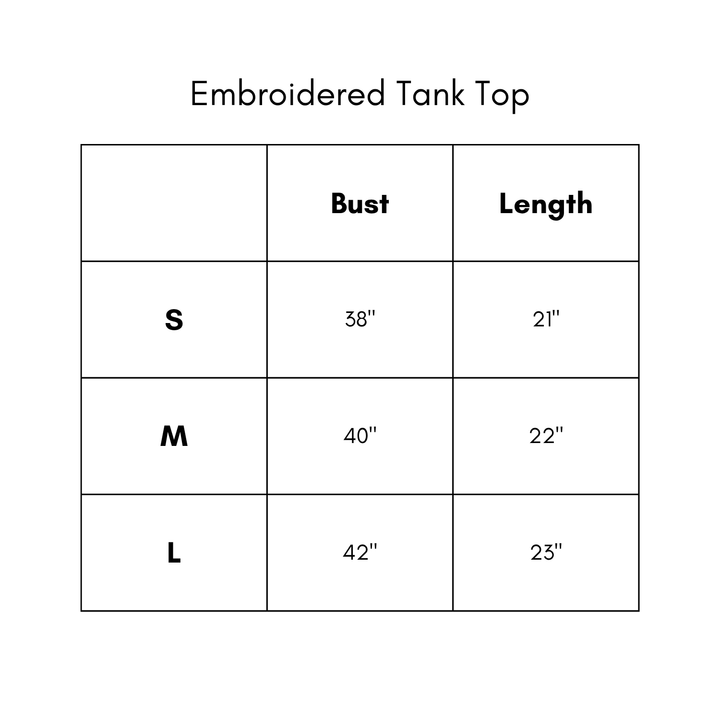 Embroidered Tank Top - Coral/Blue
