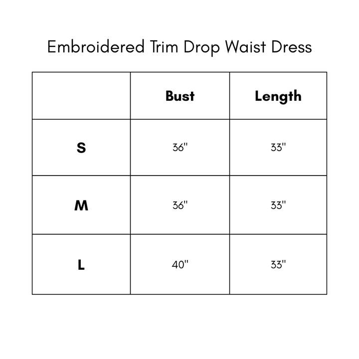 Embroidered Trim Drop Waist Dress - White