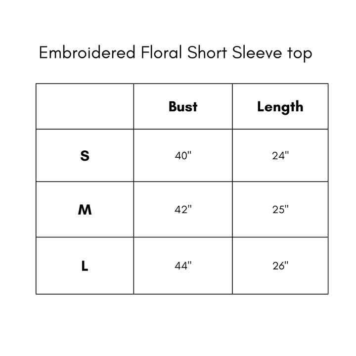 Embroidered Floral Short Sleeve Top