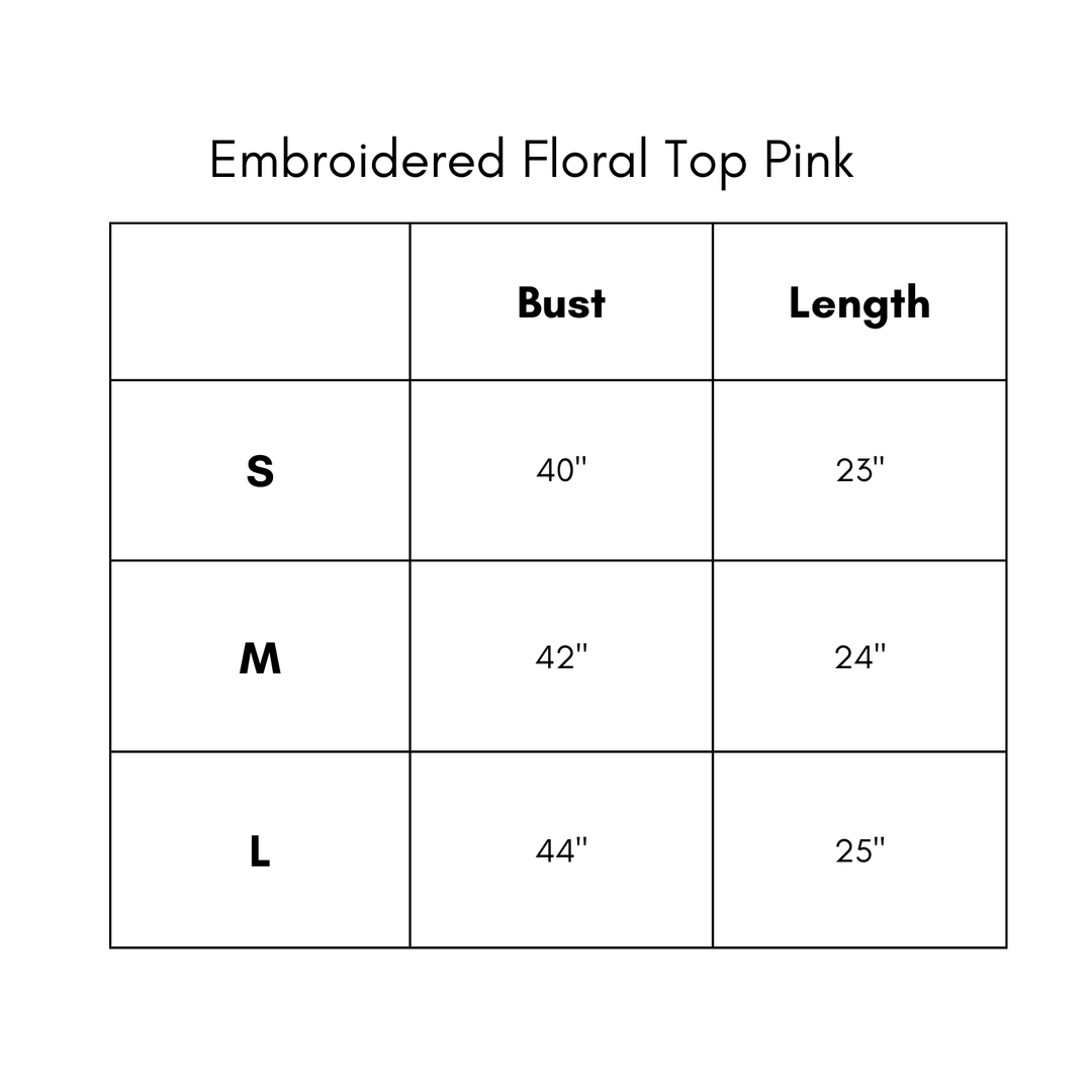 Embroidered Floral Top - Pink