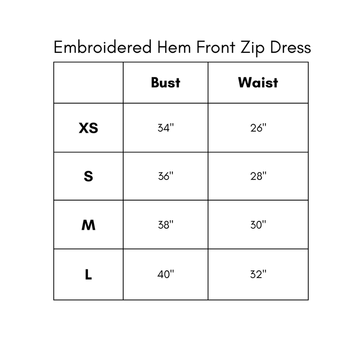 Embroidered Hem Front Zip Dress - Brown