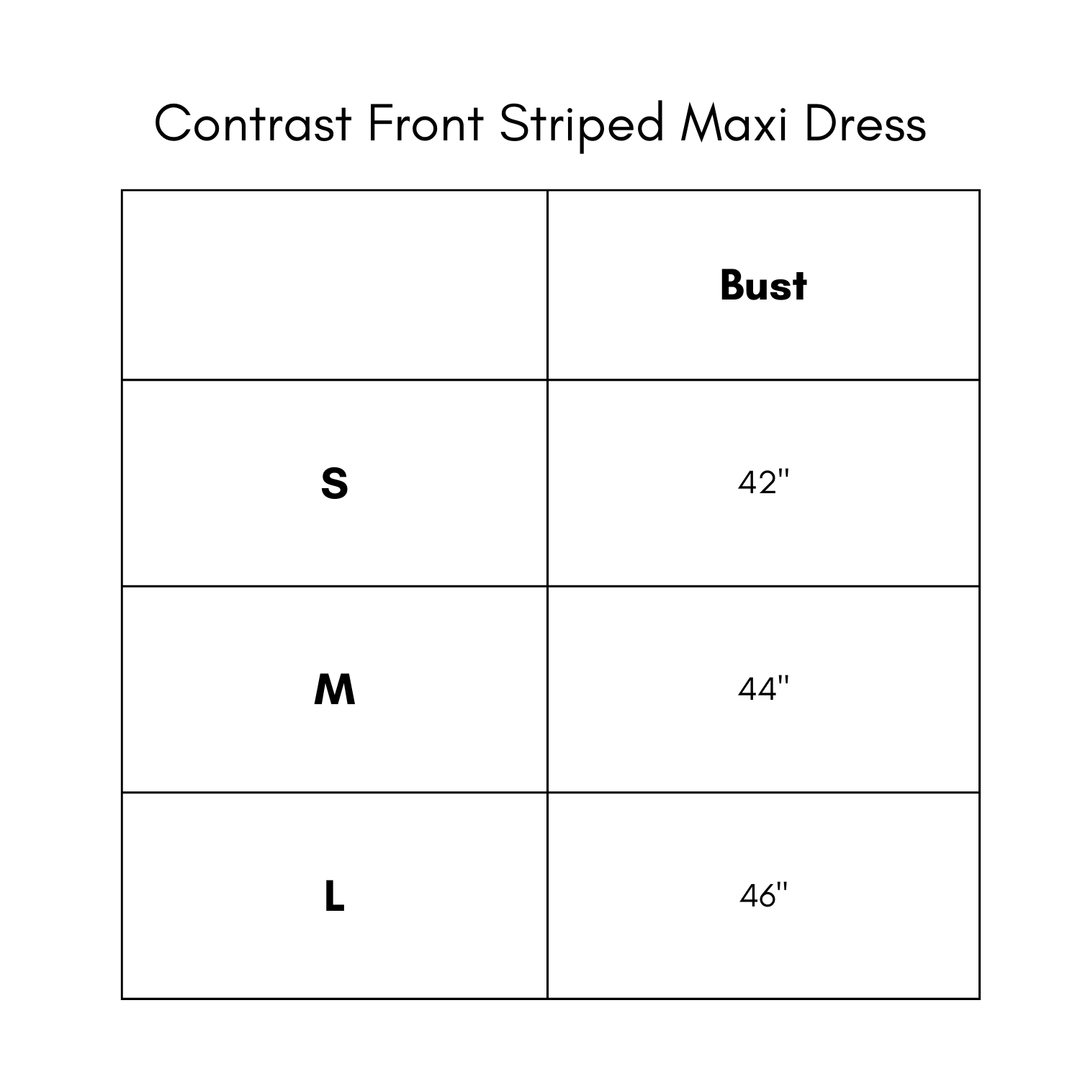 Contrast Front Striped Maxi Dress - Olive