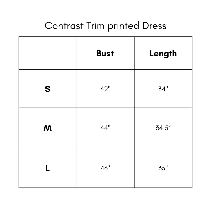 Contrast Trim Printed Dress - Black