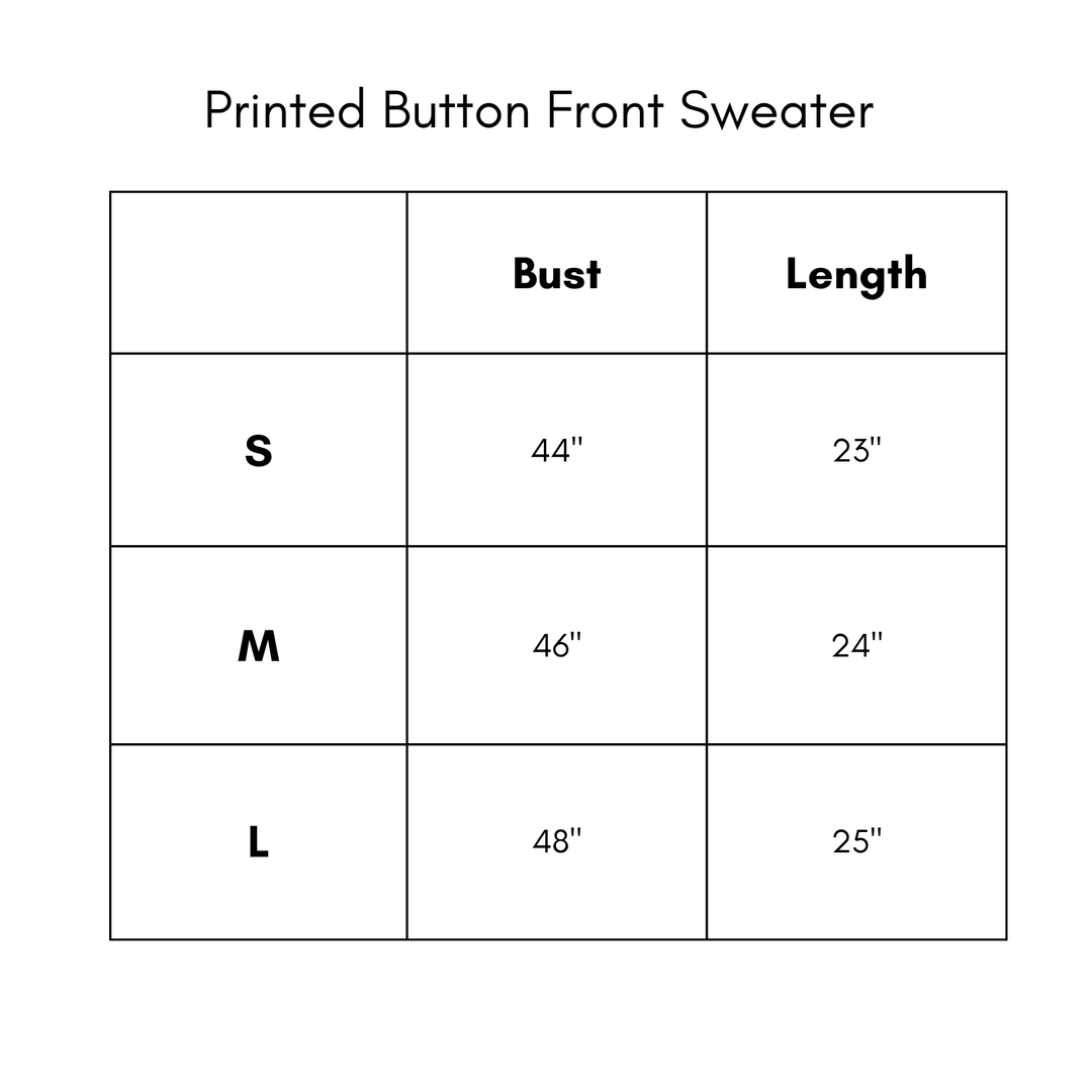 Printed Button Front Sweater - Olive