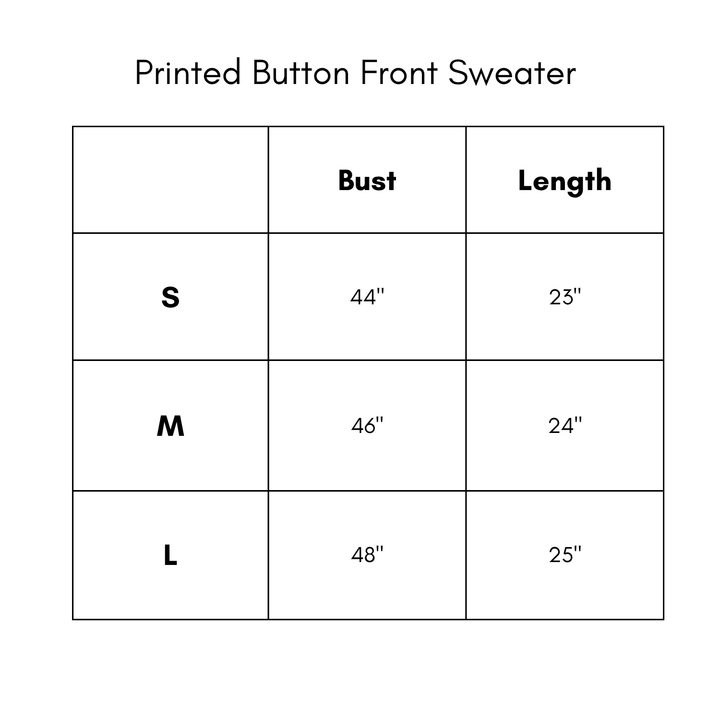 Printed Button Front Sweater - Olive