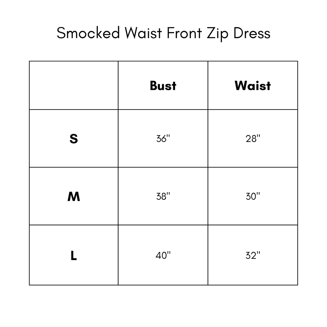 Smocked Waist Front Zip Dress - Mocha