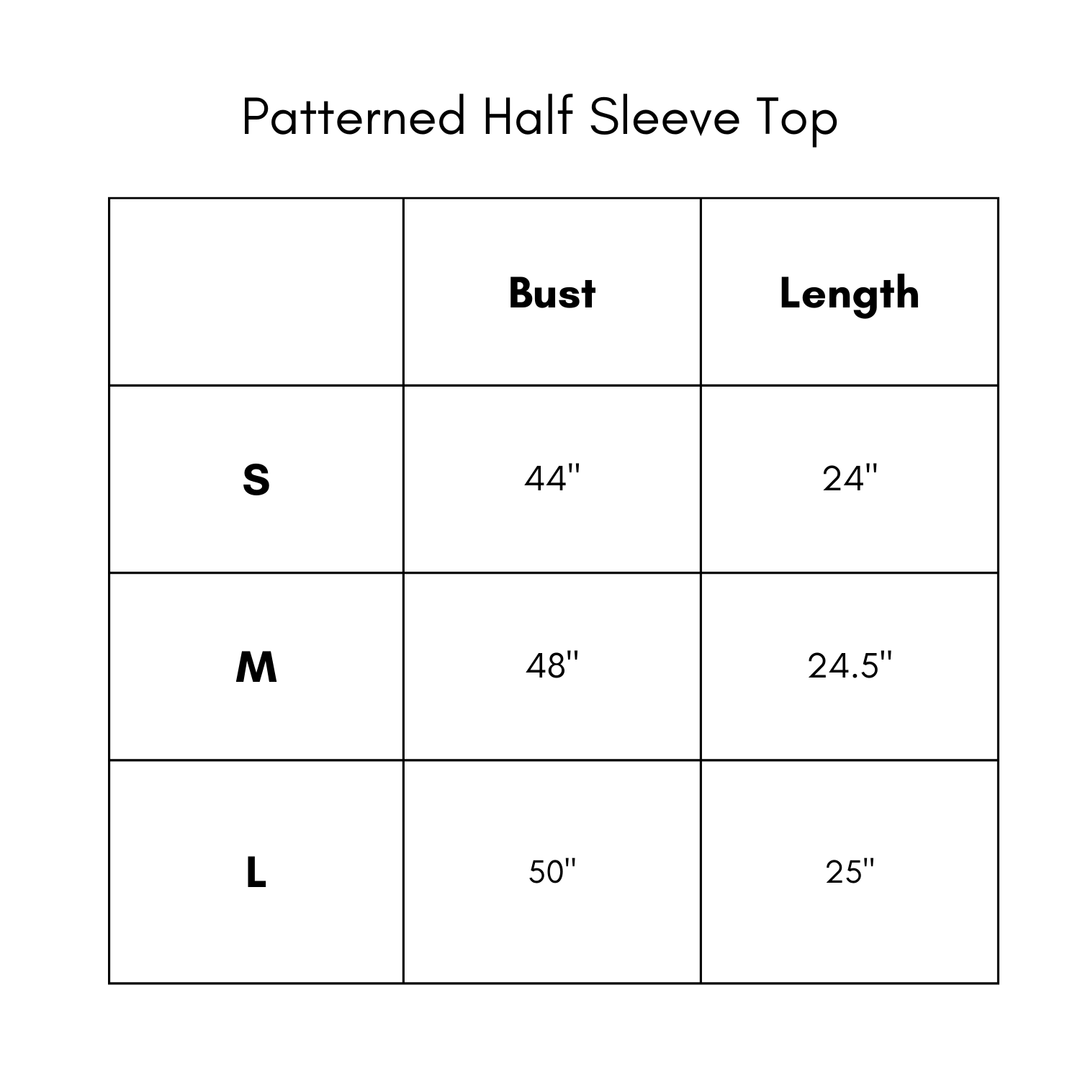 Patterned Half Sleeve Top - Olive