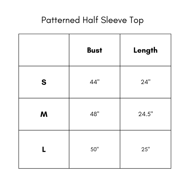 Patterned Half Sleeve Top - Olive