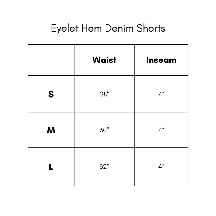 Eyelet Hem Denim Shorts - White
