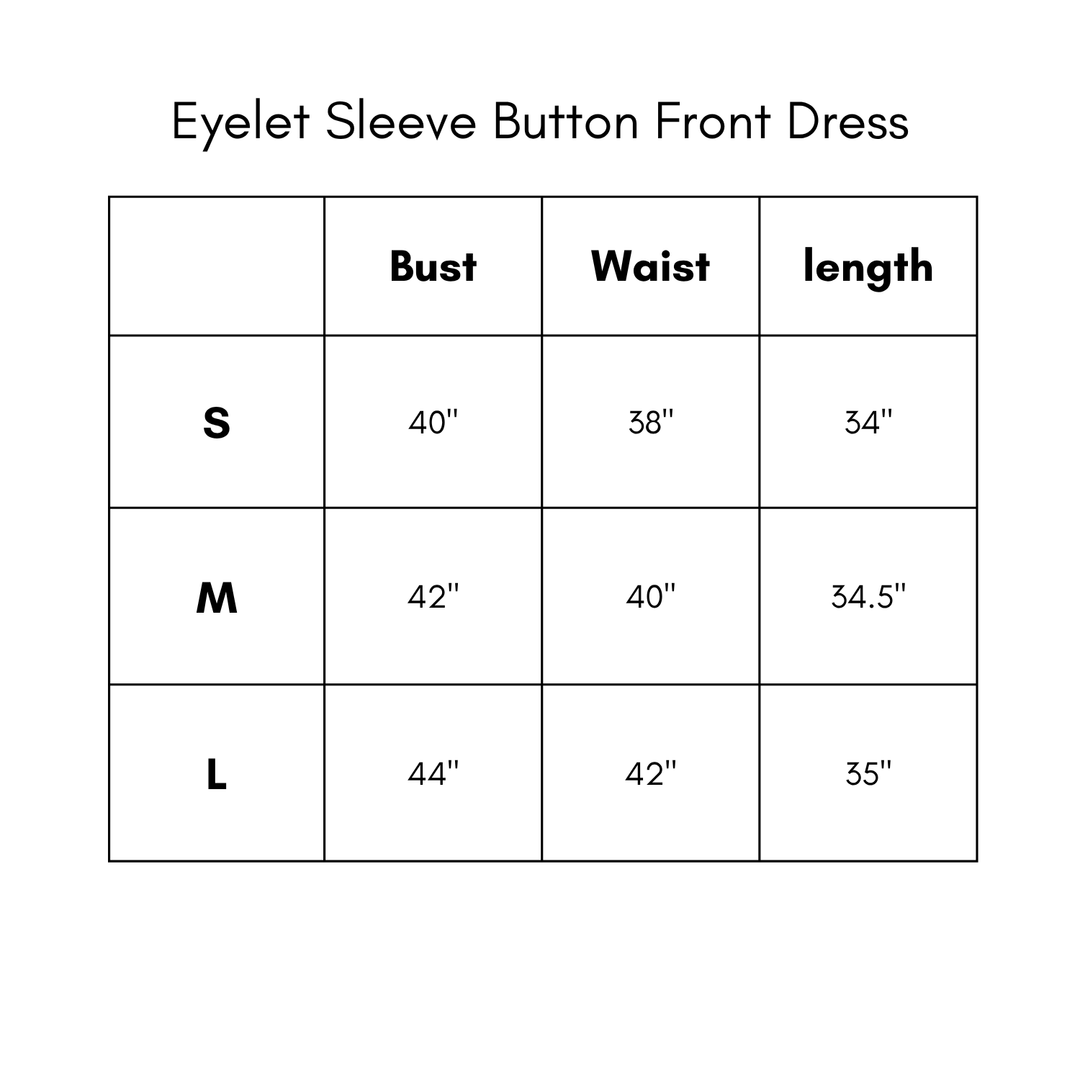 Eyelet Sleeve Button Front Dress - Brown