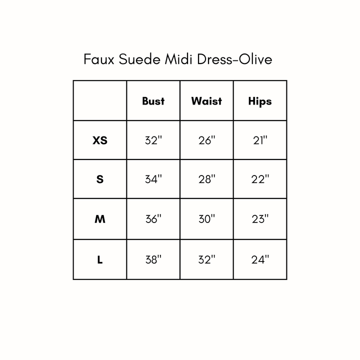 Faux Suede Midi Dress - Olive