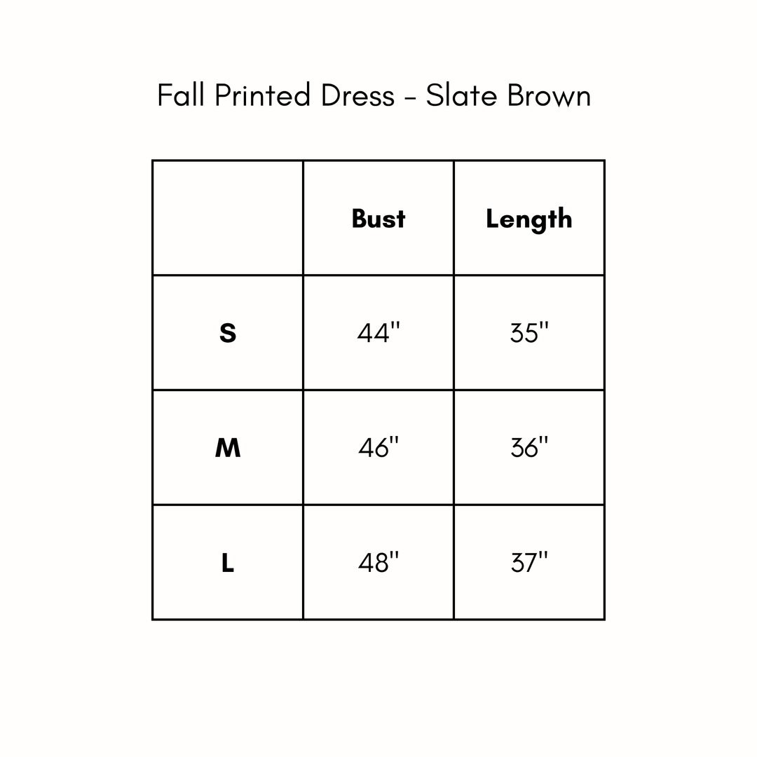 Fall Printed Dress - Slate Brown