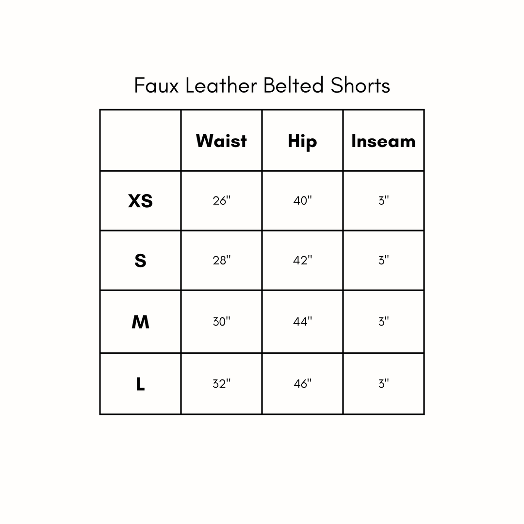 Faux Leather Belted Shorts - Black