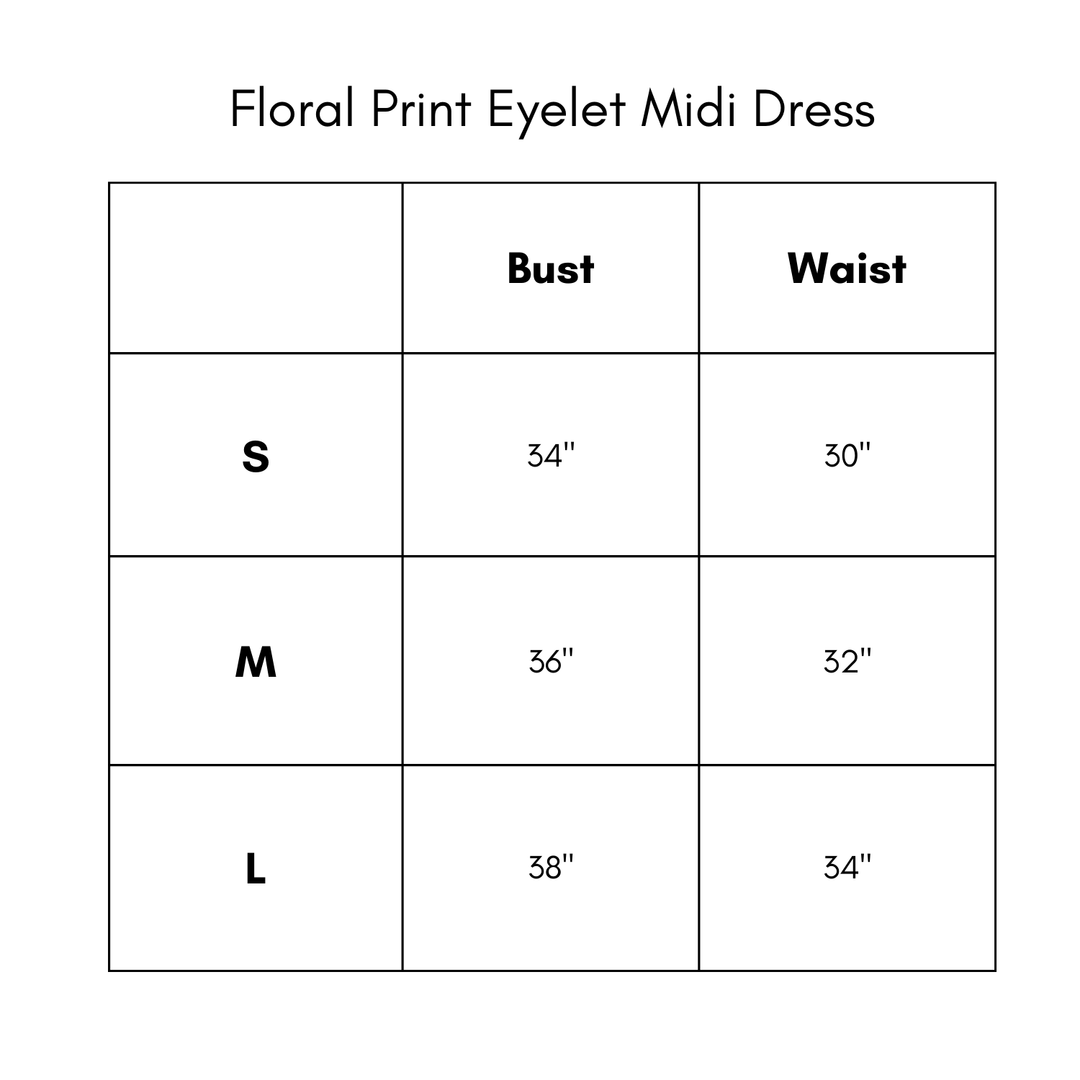 Floral Print Eyelet Midi Dress - Blue