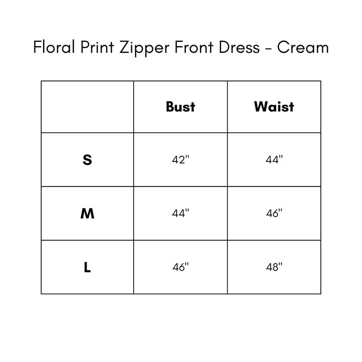 Floral Print Zipper Front Dress - Cream