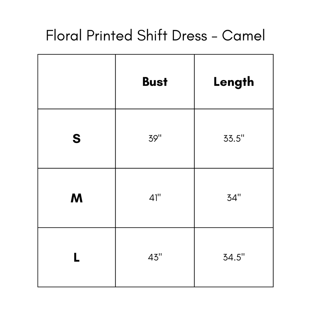 Floral Printed Shift Dress - Camel