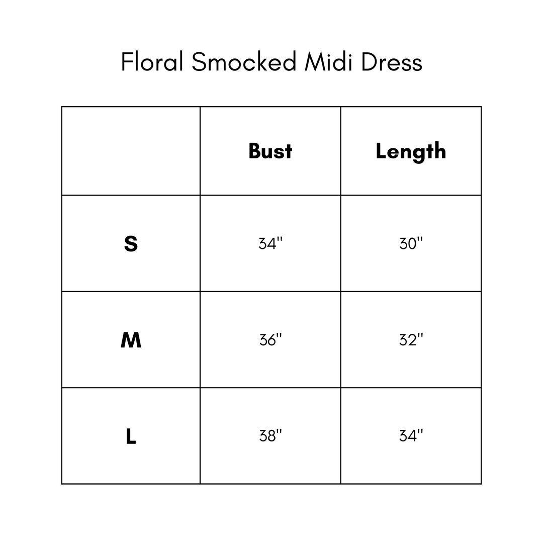 Floral Smocked Midi Dress - Black/Taupe