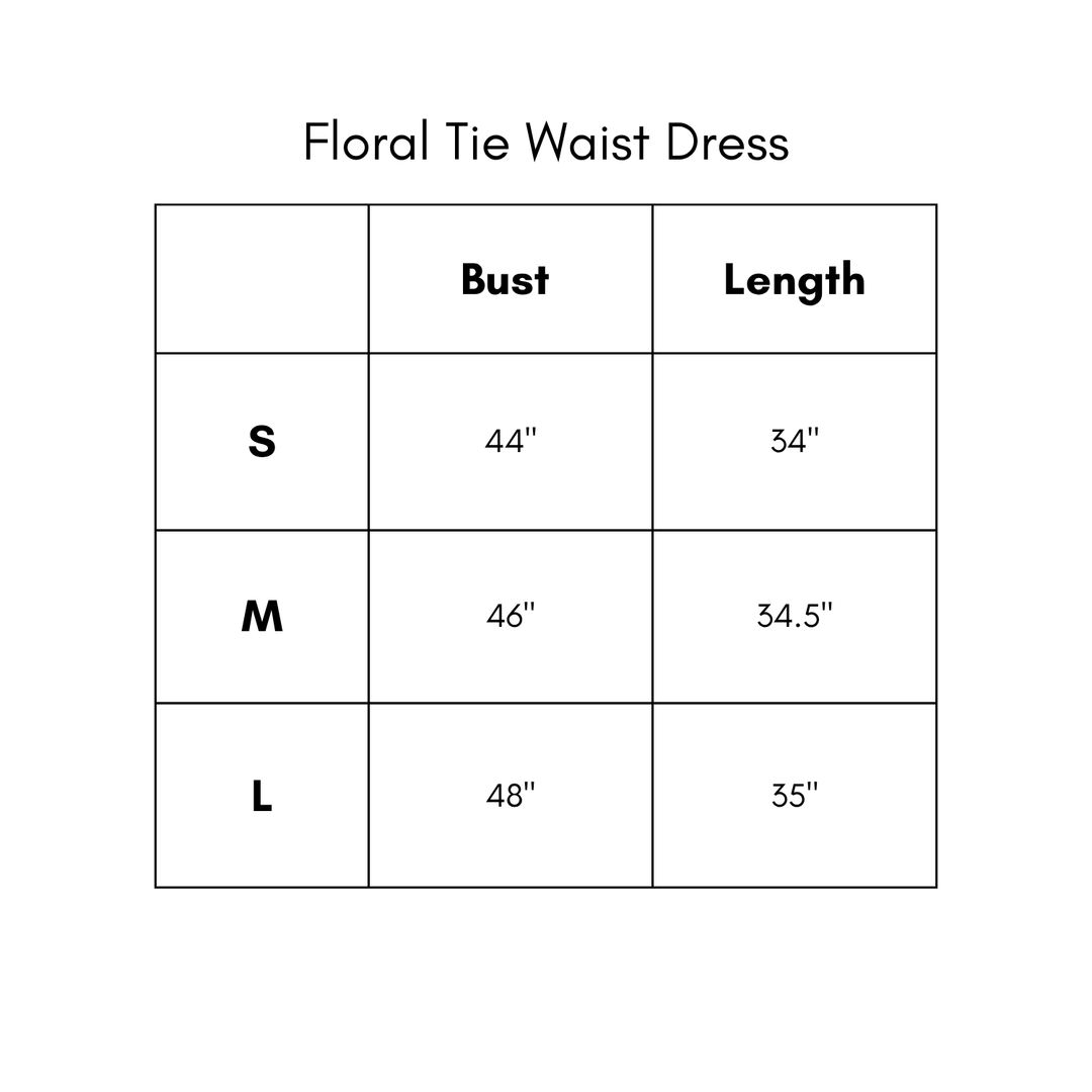 Floral Tie Waist Dress - Black